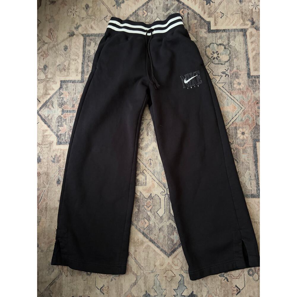 Nike Vintage Wide Leg Sweatpants Womens Small Black Fleece Y2K Lounge Pants